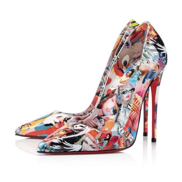 Christian Louboutin So Kate 120 Patent OH Xtian Black Red Blue Heel Pump 40.5 - Picture 1 of 9